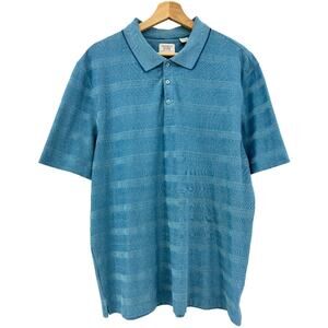 Hudson River XL VINTAGE 90s Mens Blue Striped Short Sleeve Polo Shirt